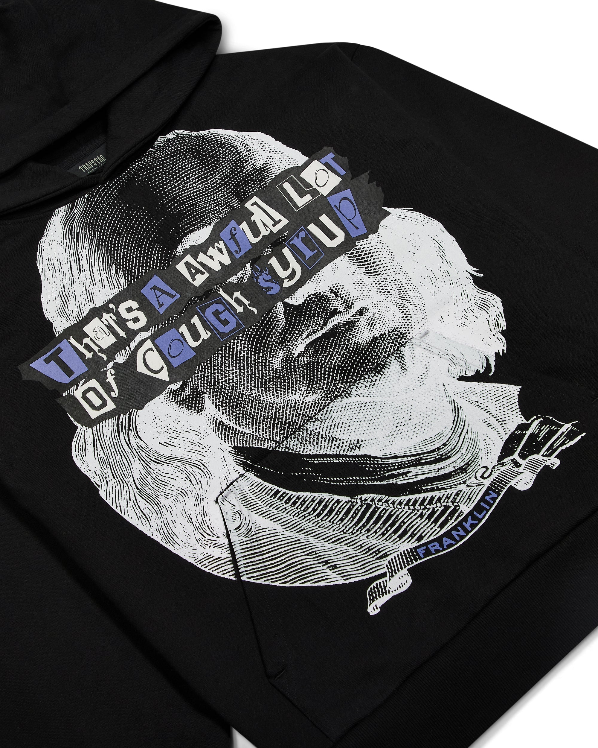 TRAPSTAR X COUGH SYRUP BENJAMIN FRANKLIN HOODIE - BLACK