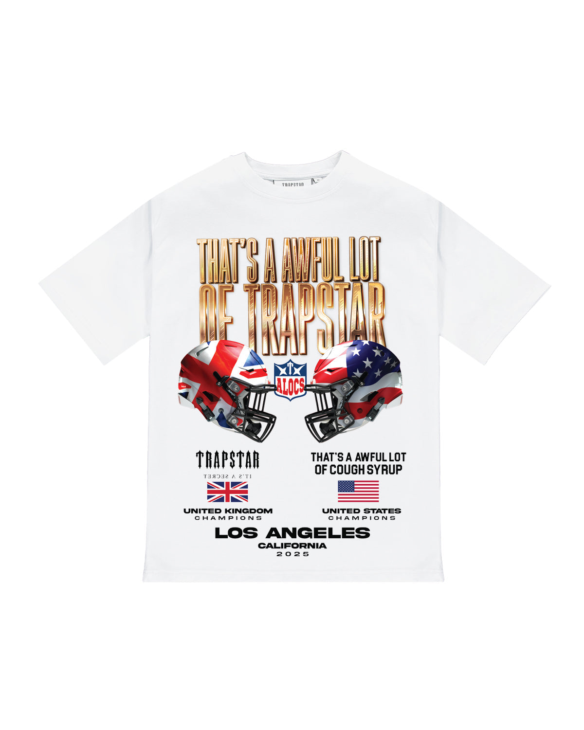 TRAPSTAR X COUGH SYRUP INTERNATIONAL SHOWDOWN PRINT TEE - WHITE