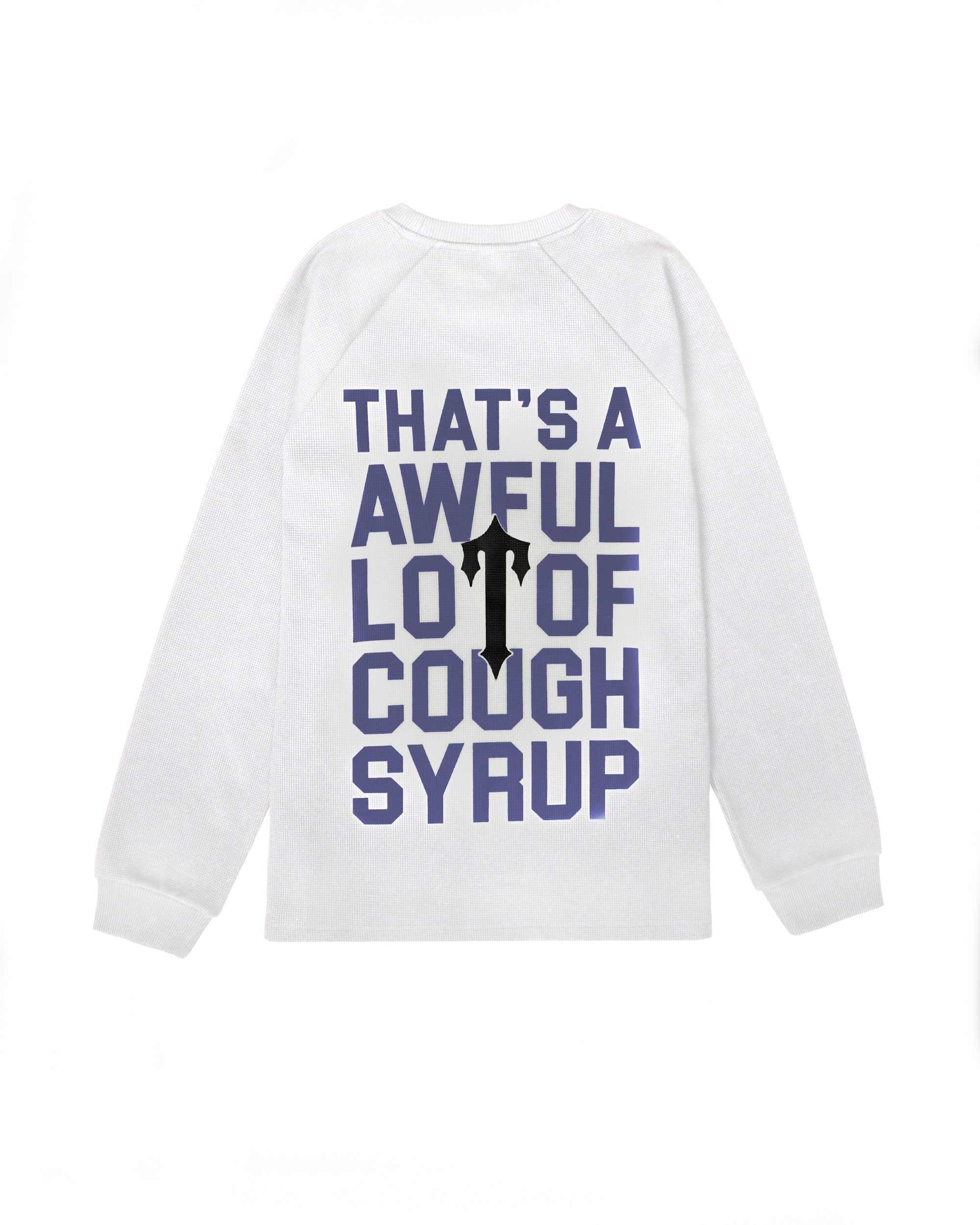 TRAPSTAR X COUGH SYRUP BENJAMIN FRANKLIN LS WAFFLE TEE - WHITE/PURPLE