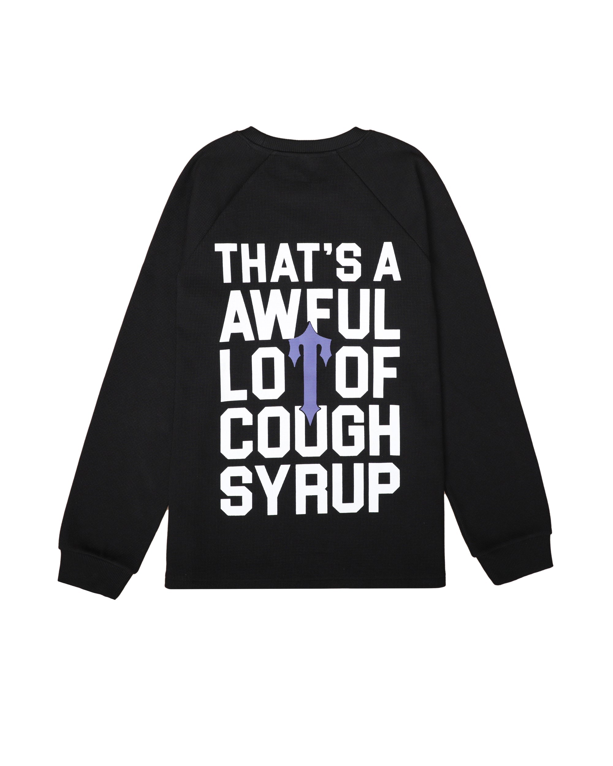 TRAPSTAR X COUGH SYRUP BENJAMIN FRANKLIN LS WAFFLE TEE - BLACK/PURPLE*