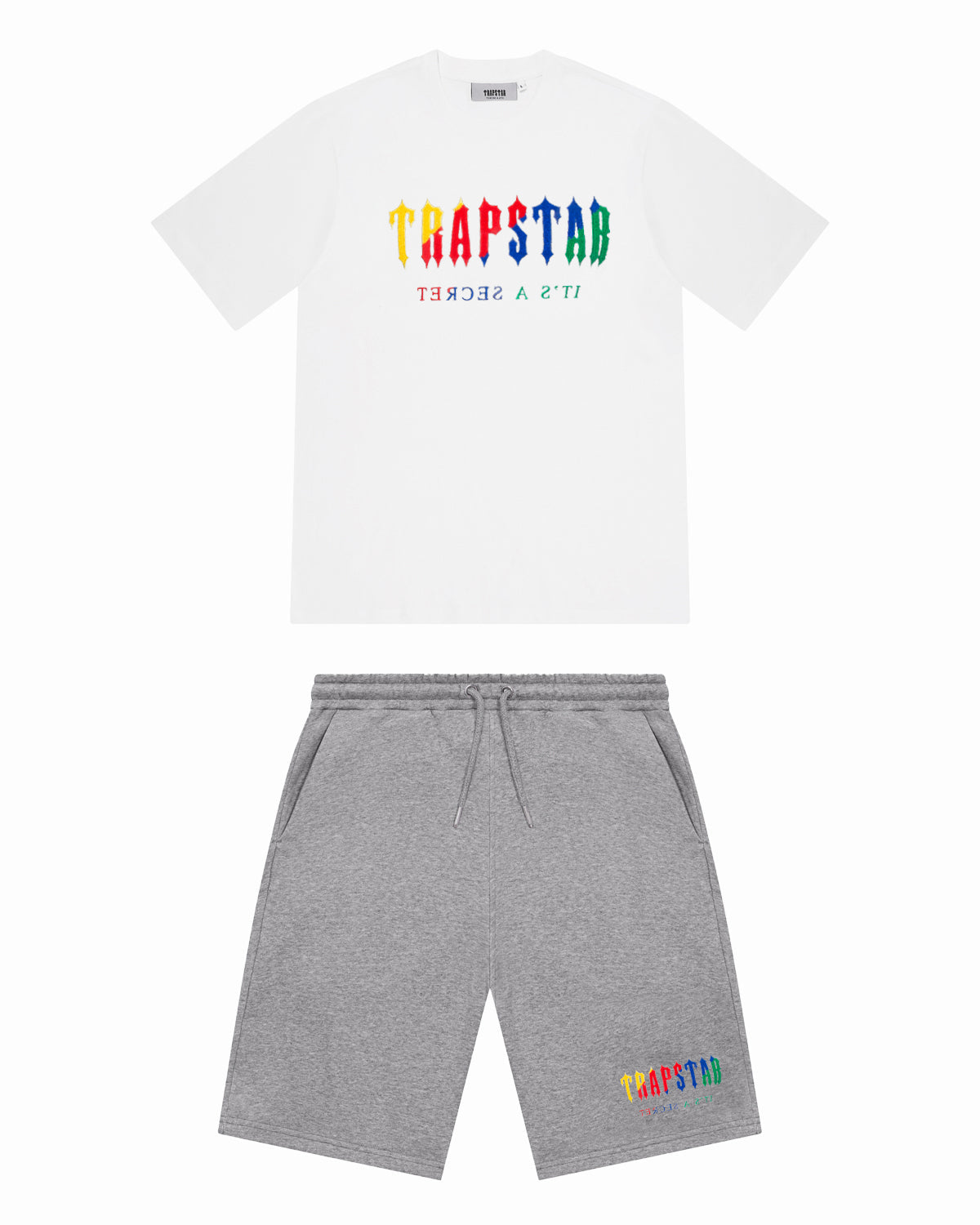 CHENILLE DECODED SHORTS SET - WHITE/CANDY
